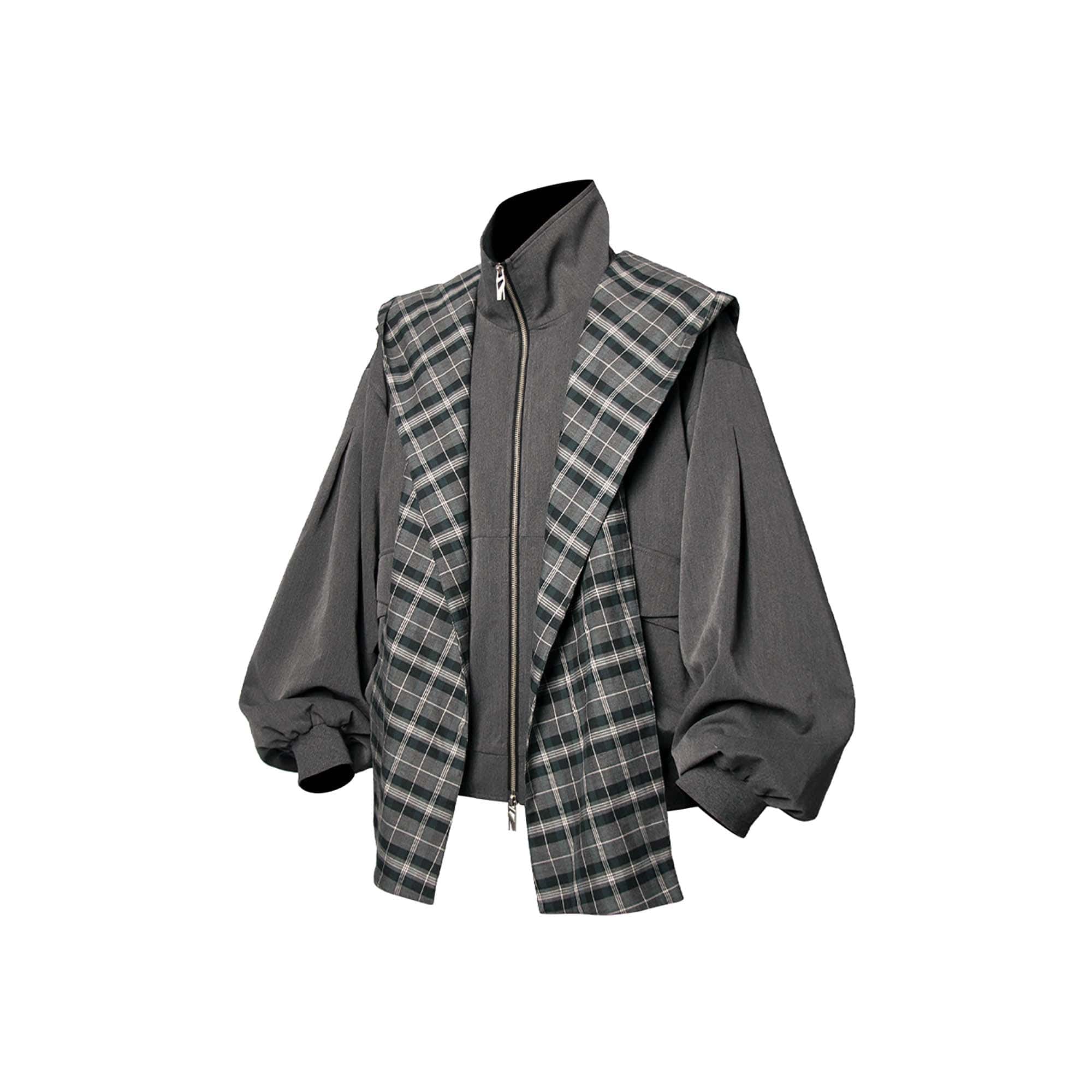 RELABEL Detachable Plaid Hooded Jacket-Jacket-XS-Free Shipping Leatheretro
