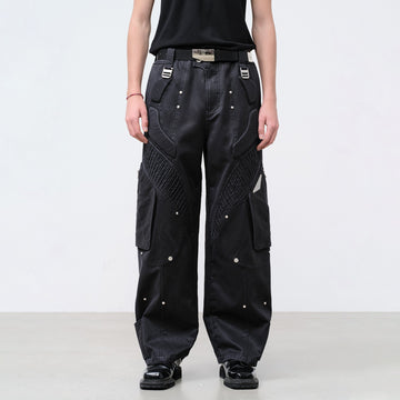 FACEONLAB Futuristic Multi-Pocket Utility Trousers-Pants-M-Free Shipping Leatheretro