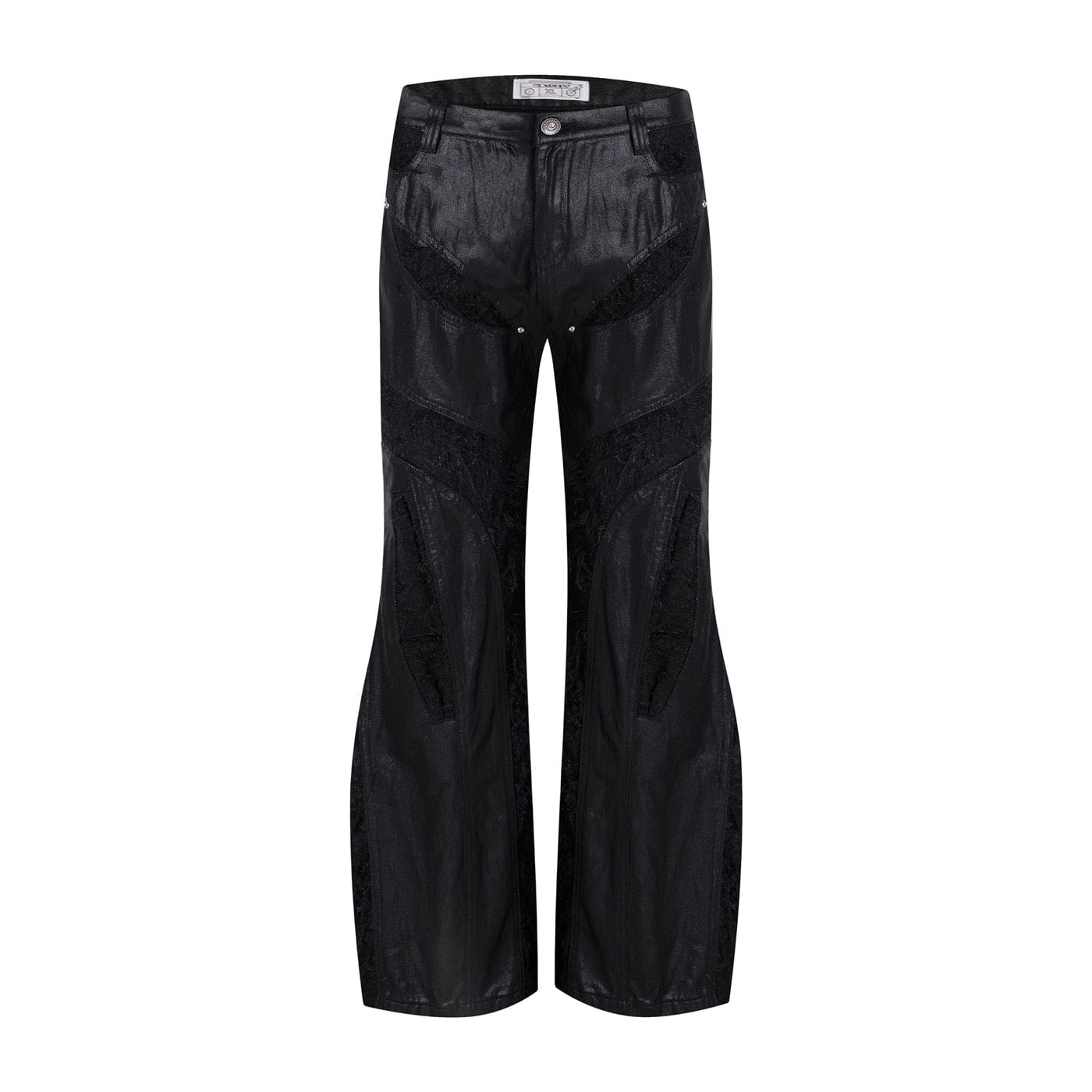 DND4DES Raw-Edge Spliced Flared Waxed Jeans-Jeans-S-Free Shipping Leatheretro