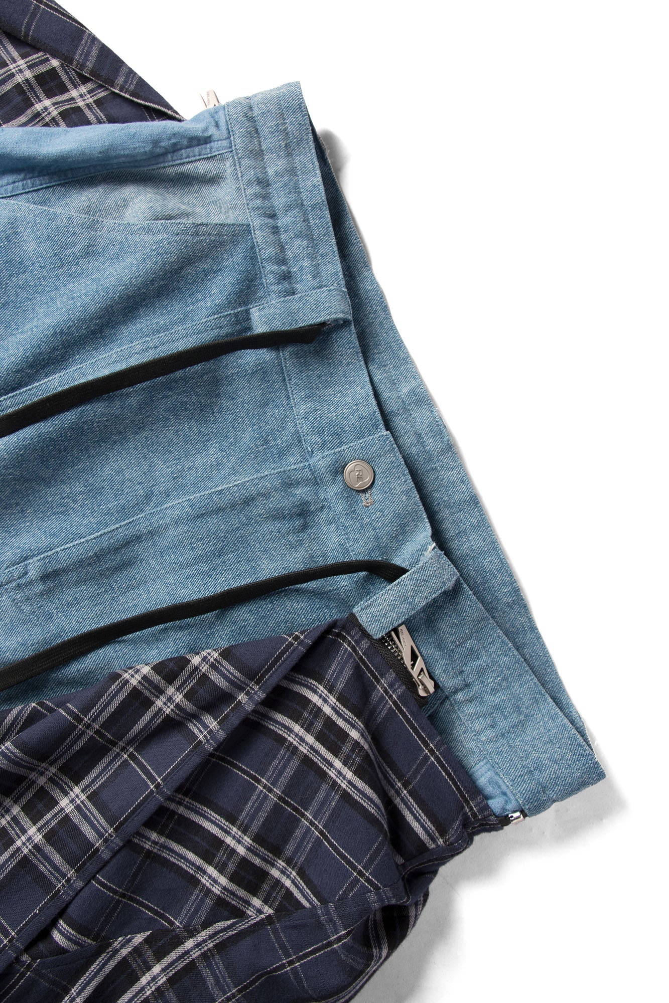 RELABEL Detachable Plaid Back Flap Oversized Jeans-Jeans-XS (Preorder)-Free Shipping Leatheretro