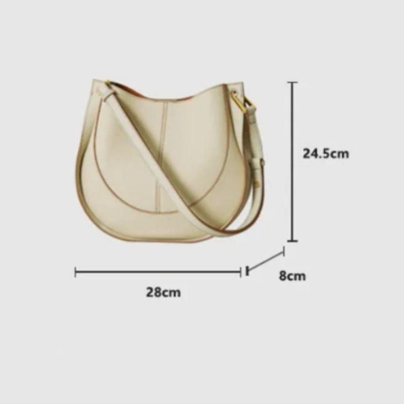 Luxury Soft Leather Crossbody Saddle Bag-Handbags-Beige-Free Shipping Leatheretro