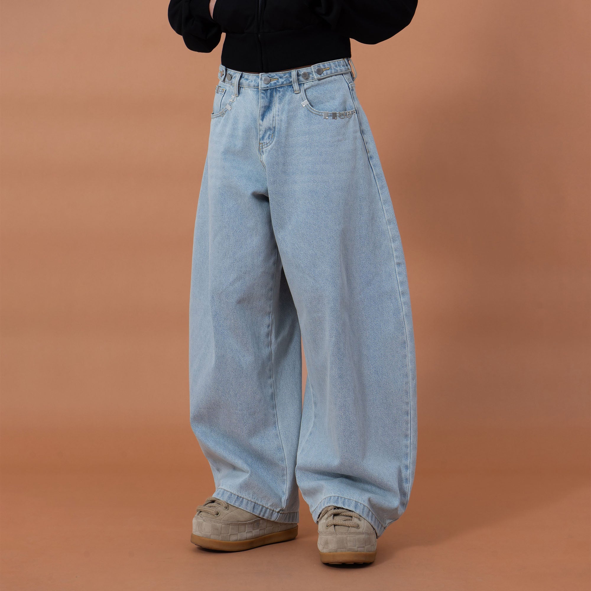 CLP Essential Washed Oversized Curved-Leg Jeans-Jeans-M-Free Shipping Leatheretro
