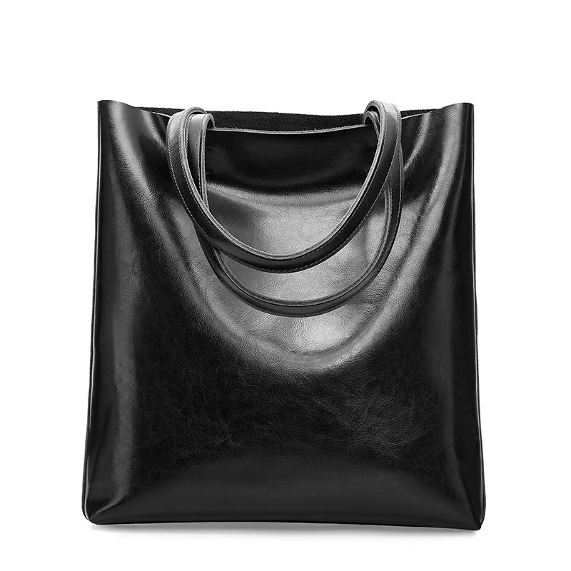 Cow Leather Ladies Shoulder Handbags Women Tote-Tote Bag-Black-Free Shipping Leatheretro