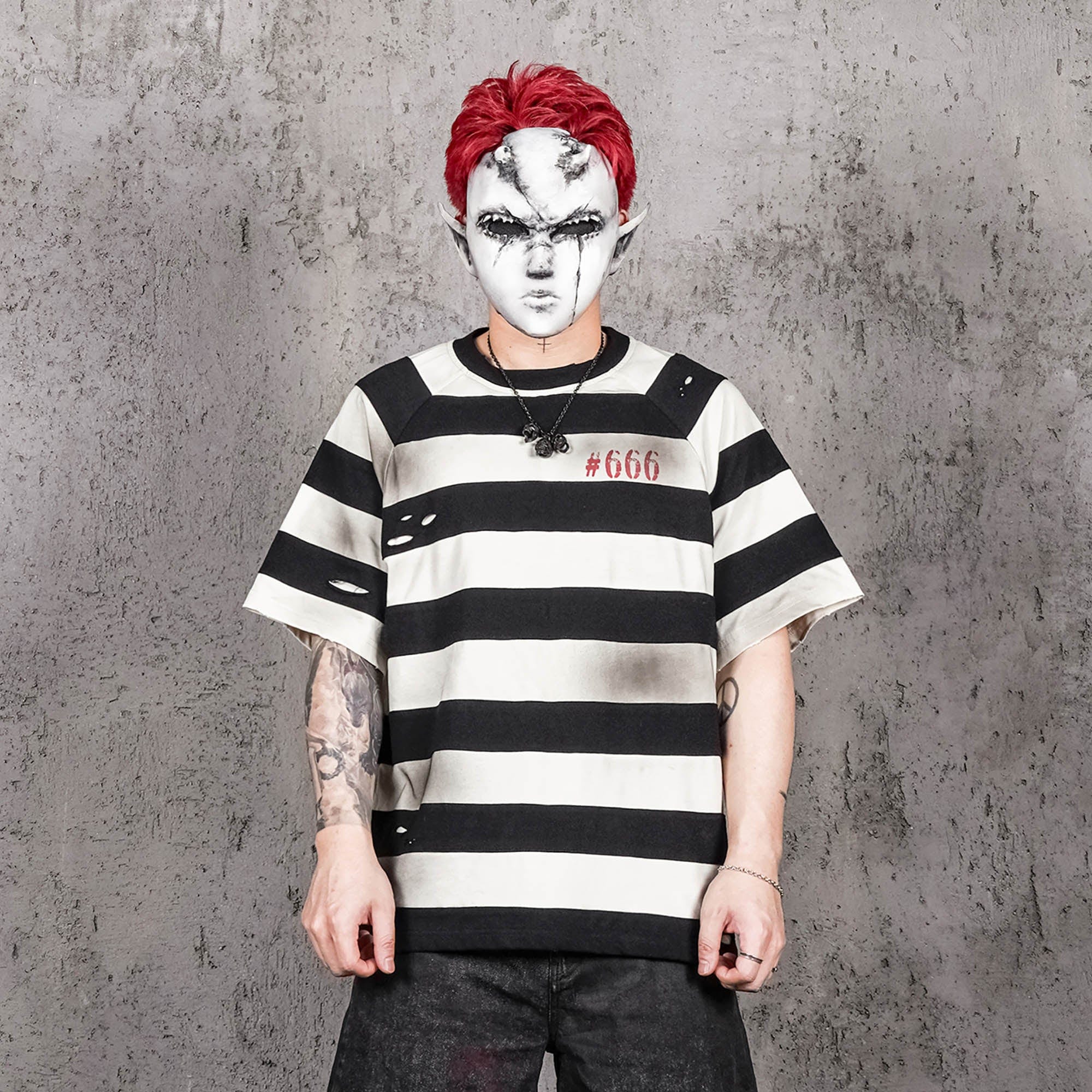 UNDERWATER The Jailbird Distressed Striped T-Shirt-T Shirt-S-Free Shipping Leatheretro