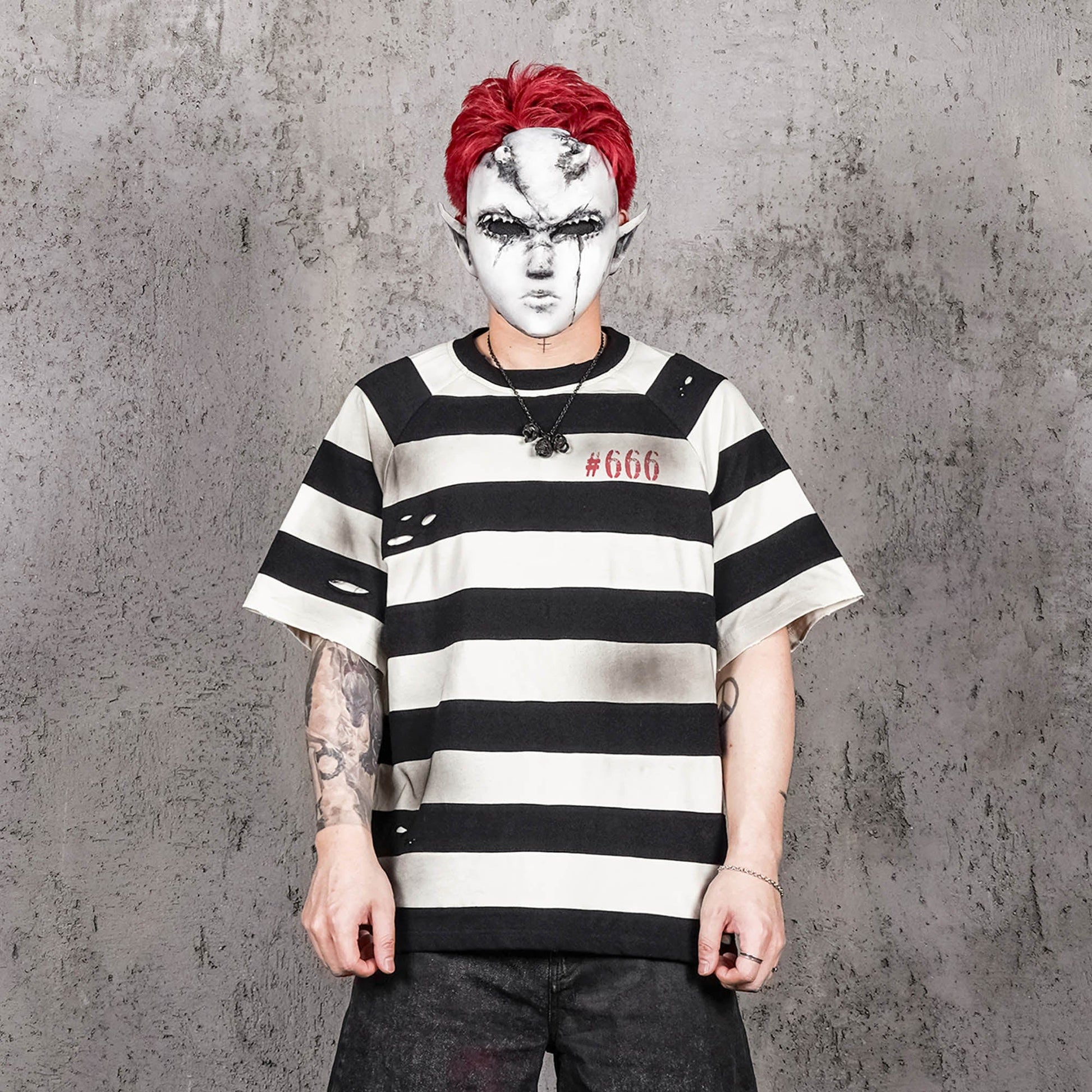 UNDERWATER The Jailbird Distressed Striped T-Shirt-T Shirt-S-Free Shipping Leatheretro