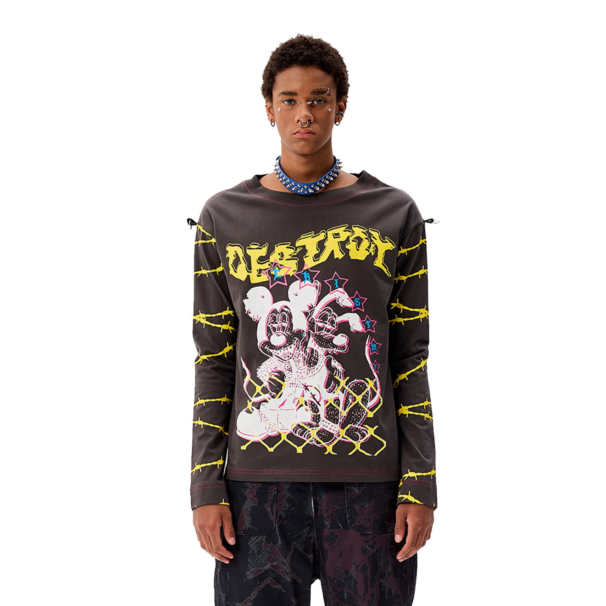 CYCYCY Punk Cartoon Mouse Graphic Long-Sleeve Tee-L/S Tee-S-Free Shipping Leatheretro