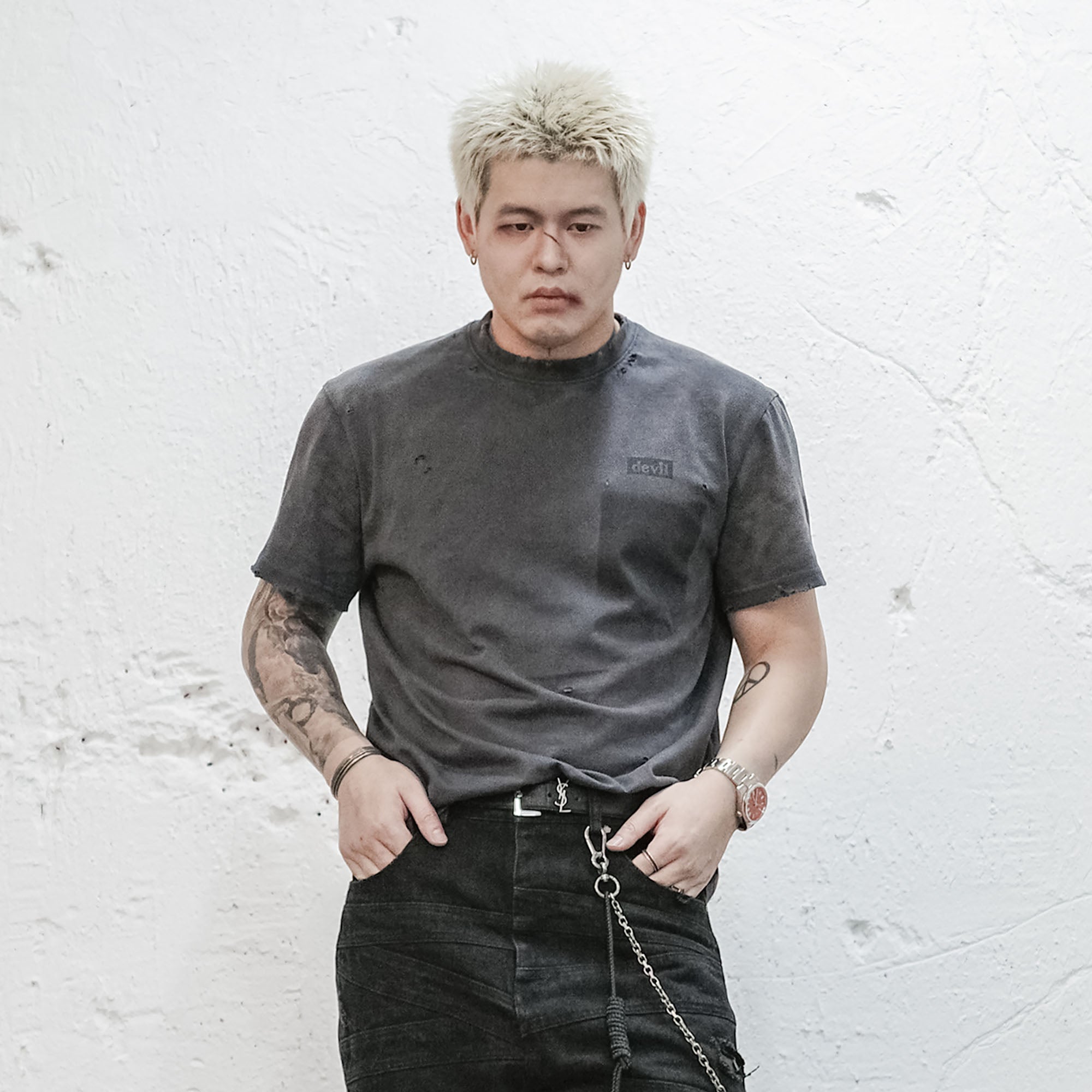 UNDERWATER Devil Distressed T-Shirt-T Shirt-S-Free Shipping Leatheretro