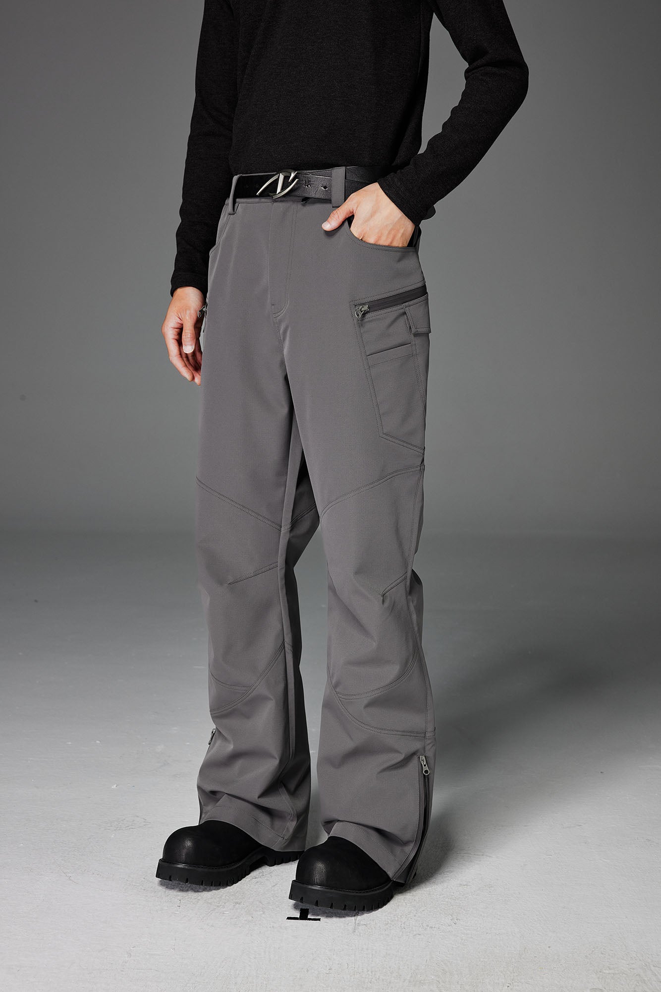 CATSSTAC Tech Panel Zip-Hem Waterproof Pants-Pants-M-Gray-Free Shipping Leatheretro