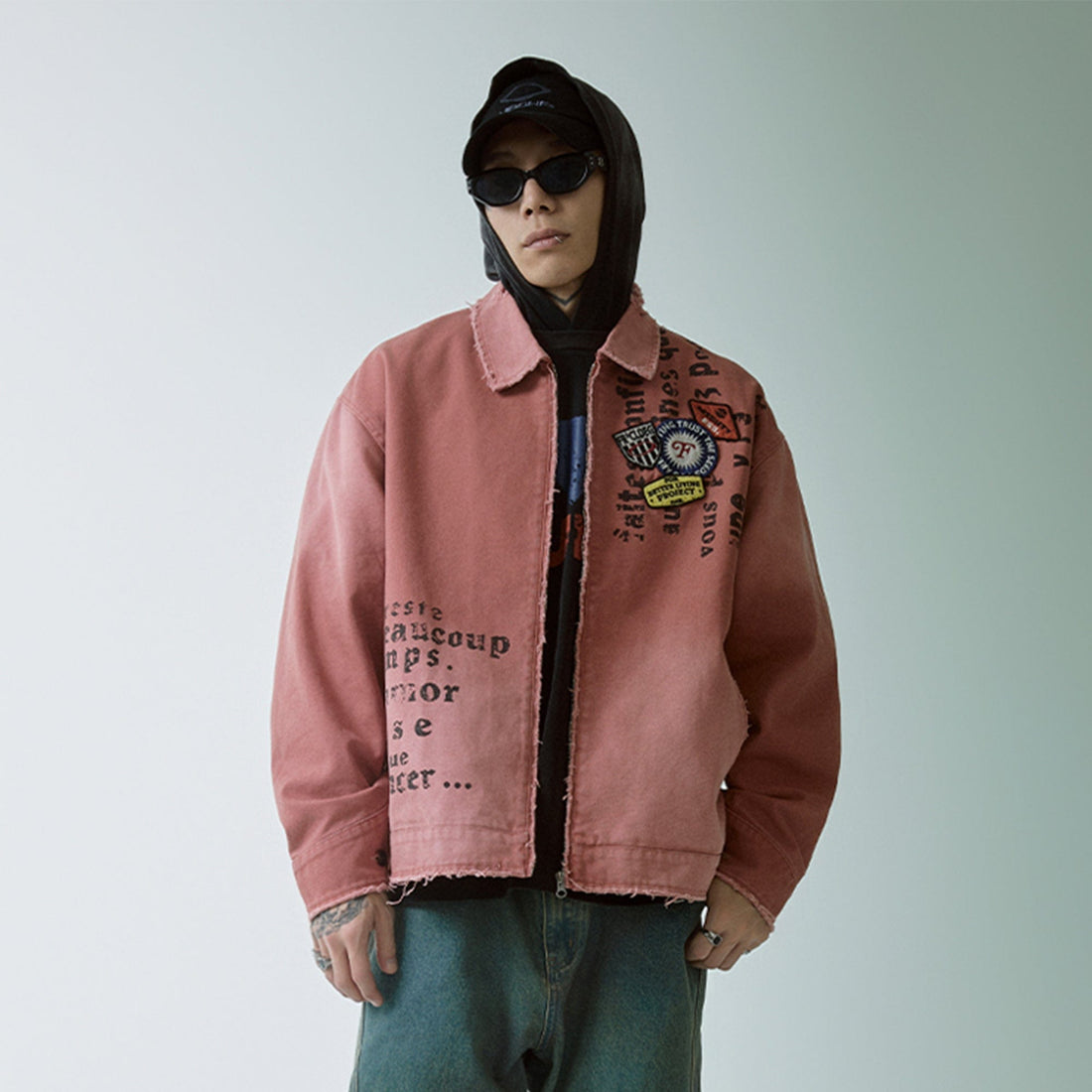 F2CE Distressed Badge Patchwork Jacket-Jacket-S-Free Shipping Leatheretro