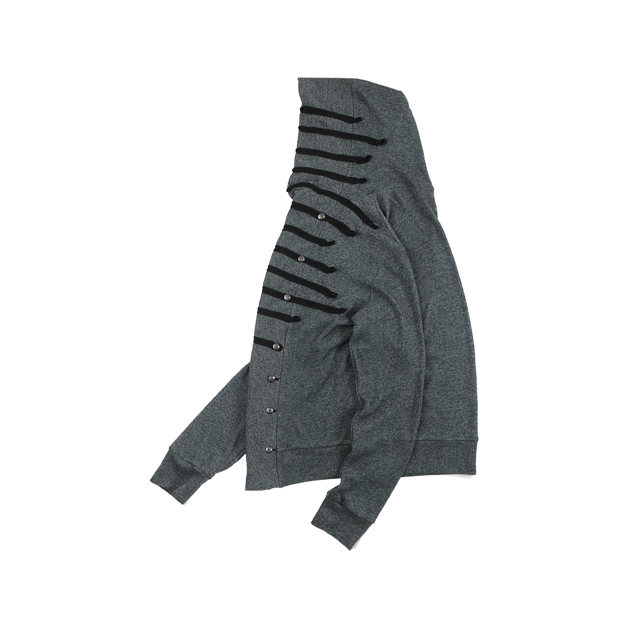 WHISTLEHUNTER Military Tape-Trim Hooded Cardigan-Jacket-S (Preorder)-Black-Free Shipping Leatheretro