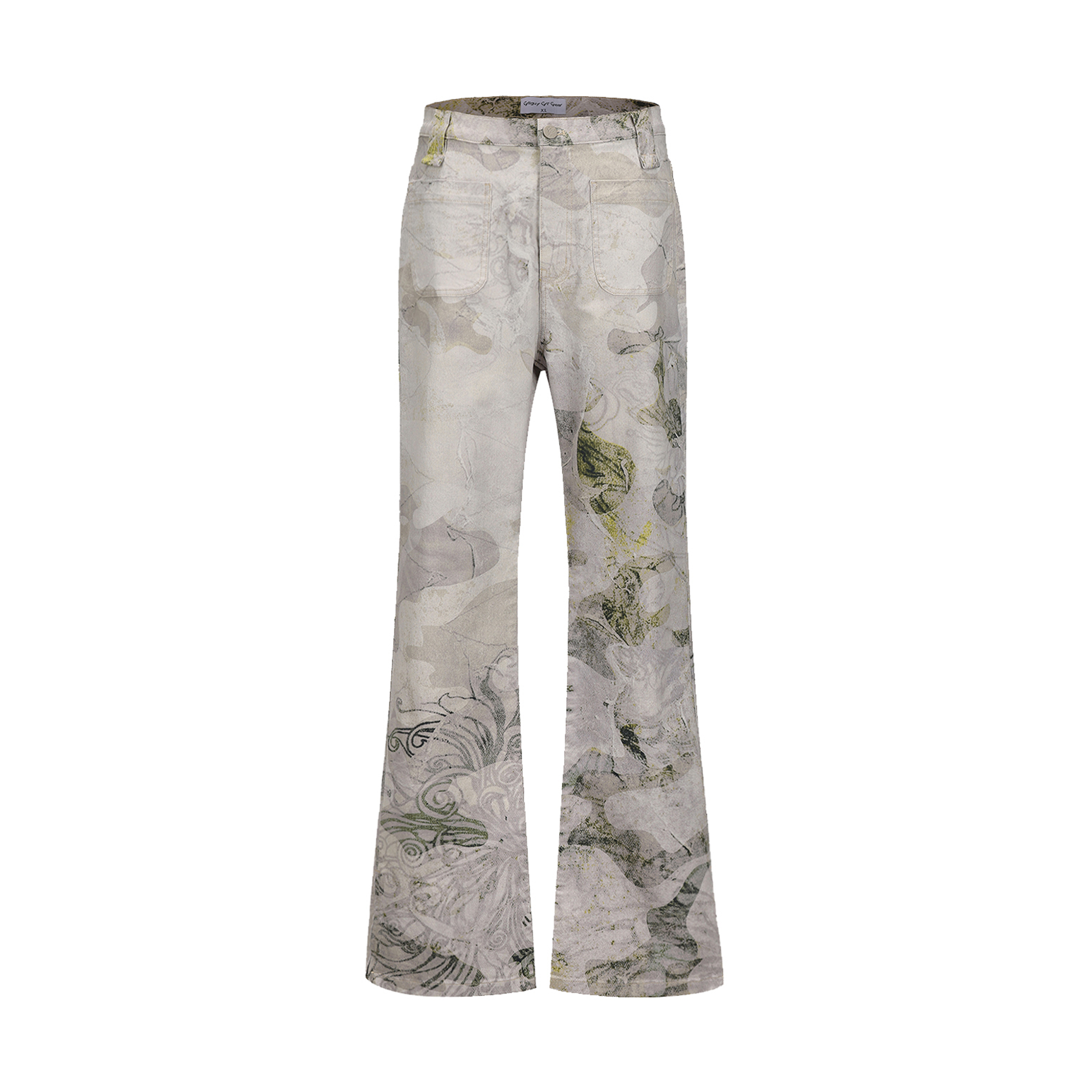 CYCYCY Floral Lace Full-Print Flared Jeans-Jeans-XXS / 27"-Free Shipping Leatheretro
