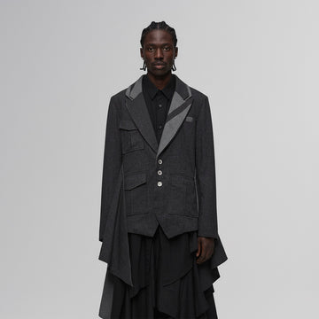 ILNya Nieternite Nifutur Asym Draped-Pleated Panel-Collar Blazer-Jacket-S (0)(Preorder)-Free Shipping Leatheretro