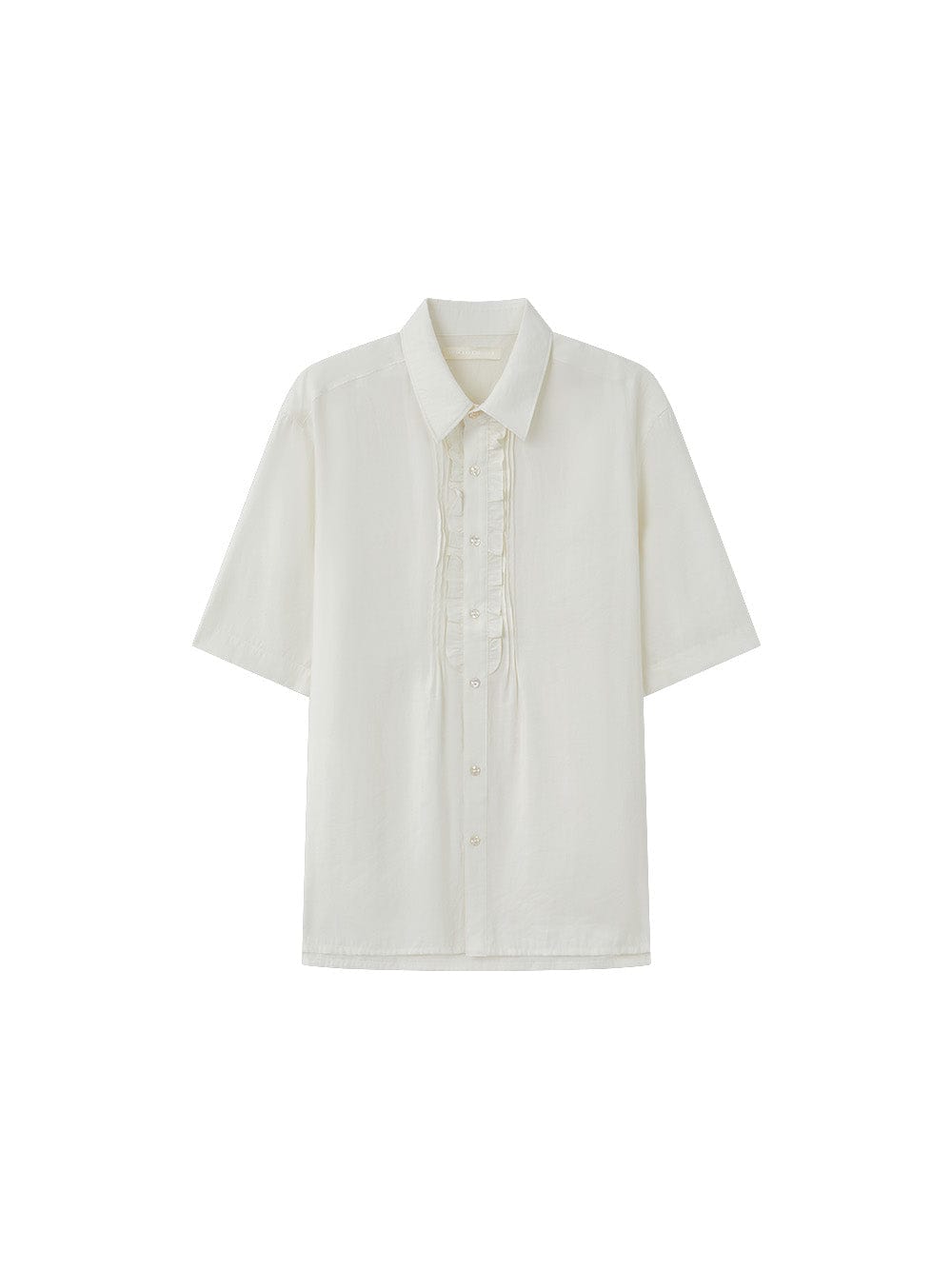 OPICLOTH Retro Pintuck Ruffle Modal Blend Half Shirt-Half shirt-Green-XS-Free Shipping Leatheretro