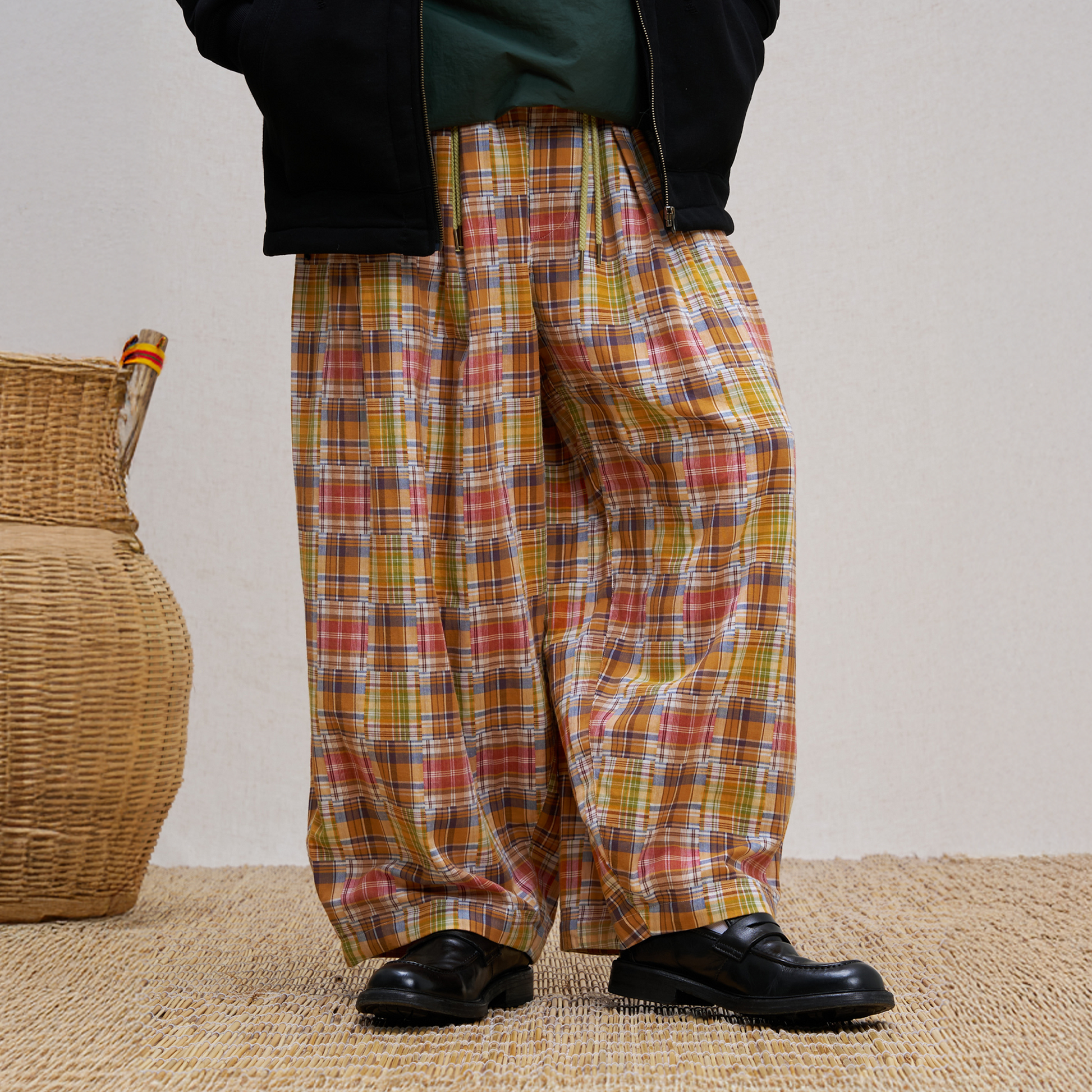 UNLIMITED MOTE Patchwork Plaid Balloon Pants-Pants-S-Free Shipping Leatheretro