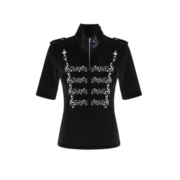 PAIKI Score Stand Collar Henley Tee-T Shirt-S-Black (Preorder)-Free Shipping Leatheretro