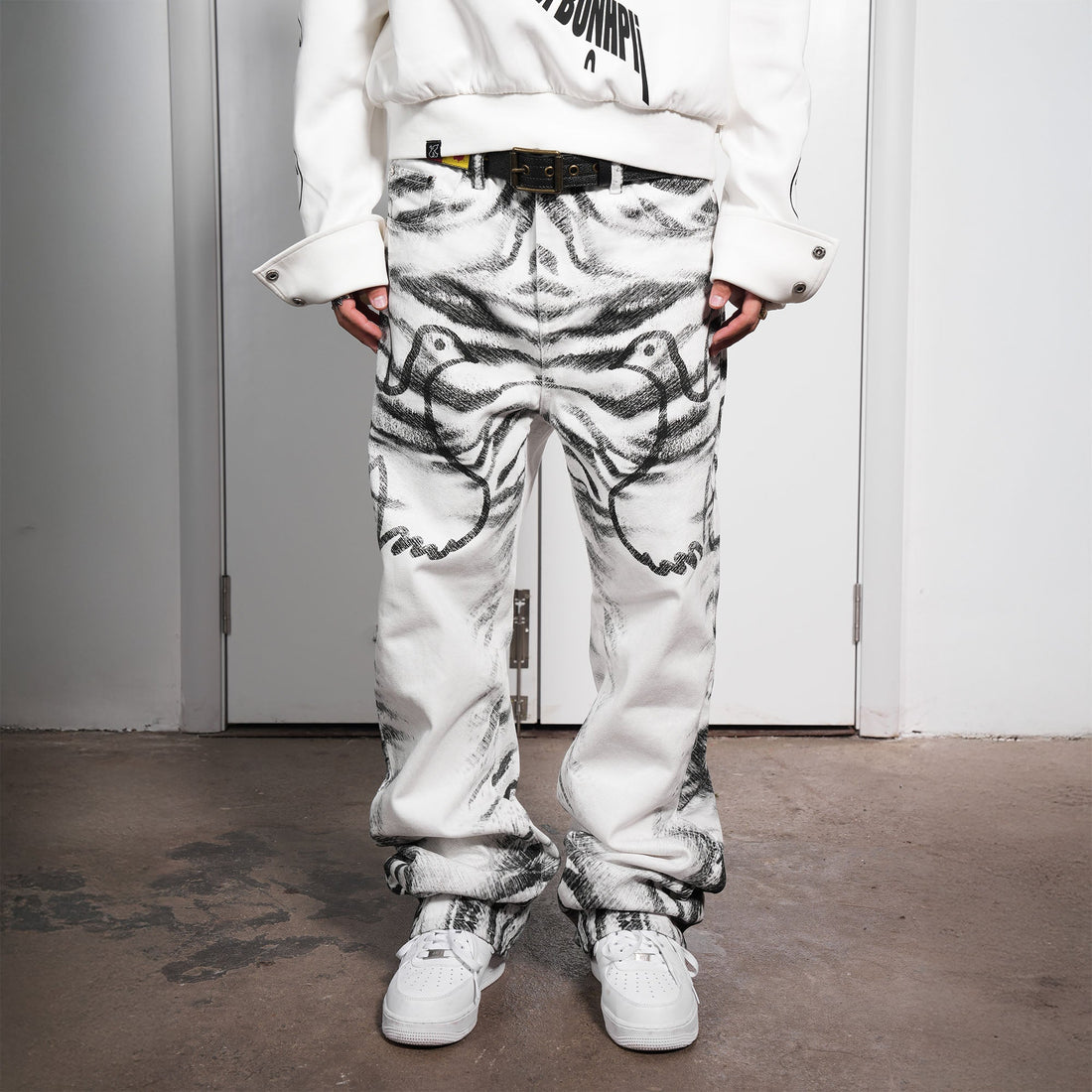 VINKID Tiger Camo Peace Dove Straight-Leg Pants-Pants-S-Free Shipping Leatheretro