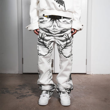 VINKID Tiger Camo Peace Dove Straight-Leg Pants-Pants-S-Free Shipping Leatheretro