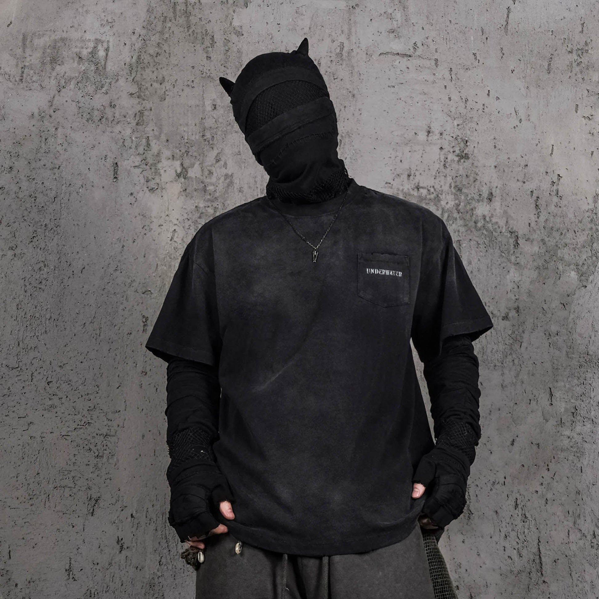 UNDERWATER Faded Curse Pocket T-Shirt-T Shirt-S-Free Shipping Leatheretro