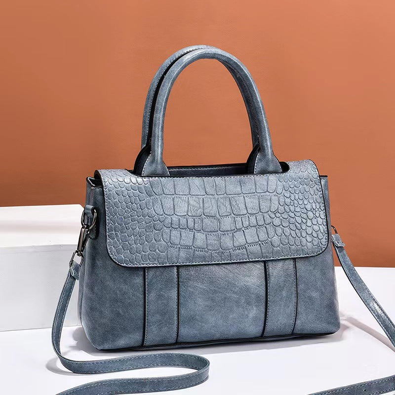 Women's Crossbody Shoulder Bag - Crocodile Pattern Sandwich Zipper Bag-Shoulder Bag-Sea Blue-Free Shipping Leatheretro