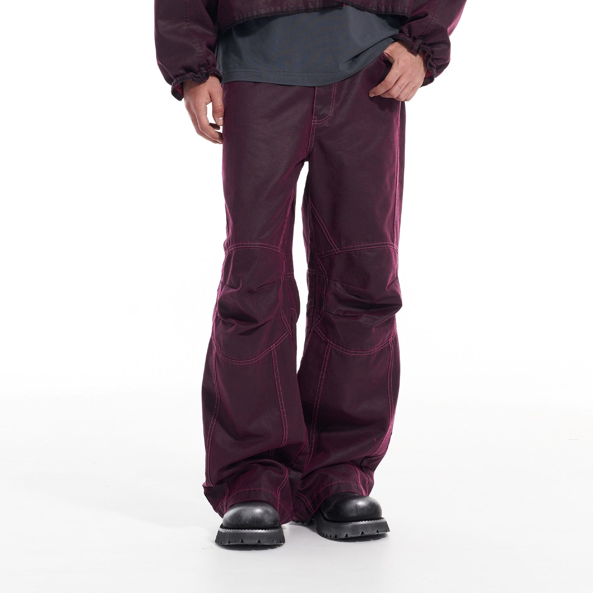 VANN VALRENCE Structured Panel Pleated-Knee Pants-Pants-S-Free Shipping Leatheretro