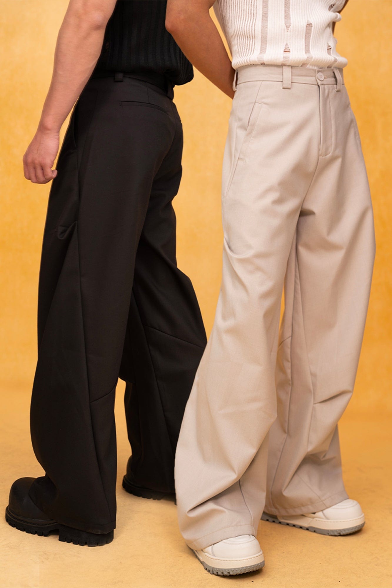 CLP Essential Spliced Crinkled Wide-Leg Trousers-Pants-S-Khaki-Free Shipping Leatheretro