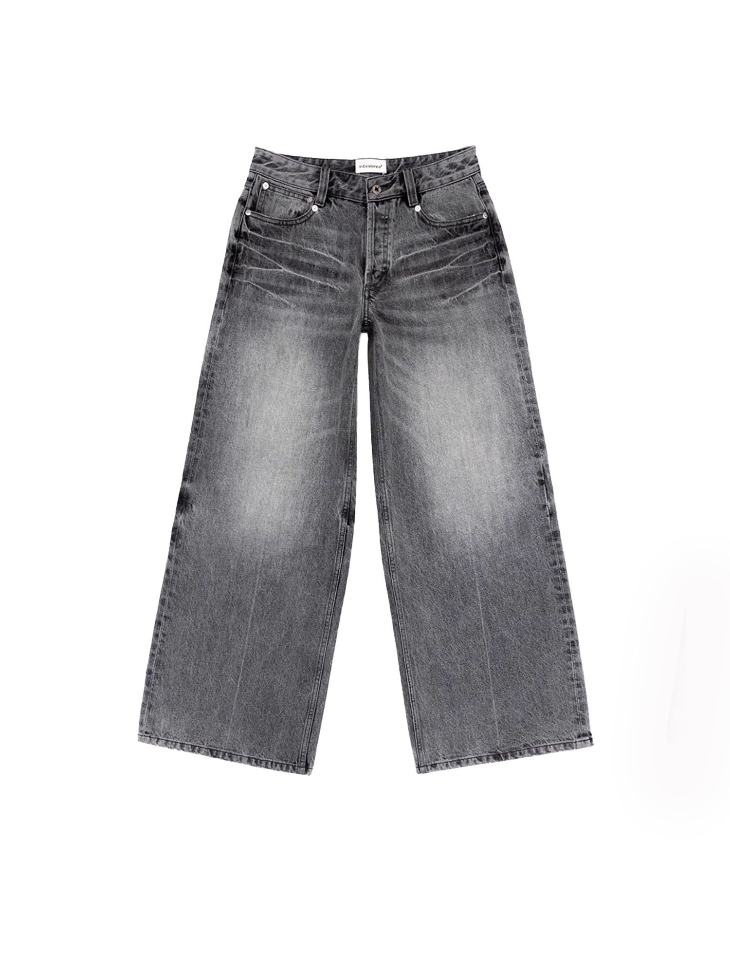IN EXISTENCE x i Washed Lightning Fade Wide-Leg Jeans Gray-Jeans-XS (0)-Free Shipping Leatheretro