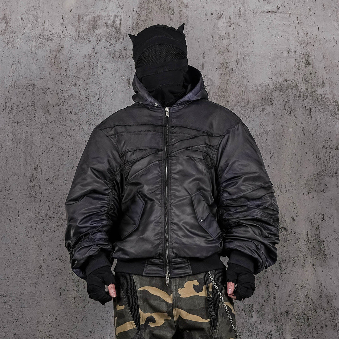 UNDERWATER Distressed Bondage MA-1 Jacket Black-Jacket-S-Free Shipping Leatheretro