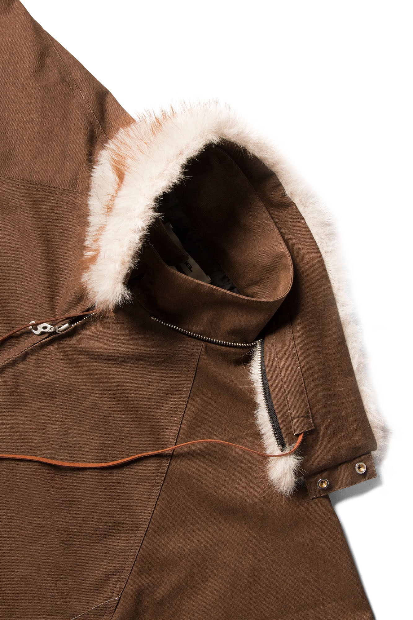 RELABEL Detachable Faux Fur Collar Drawstring Jacket Brown-Jacket-XS (Preorder)-Free Shipping Leatheretro