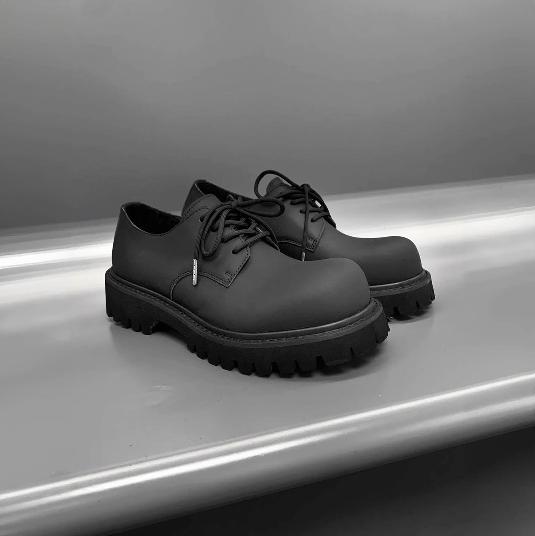 KREATE The Chunky Derby-Shoes-US 6 (EU 38)-Black-Free Shipping Leatheretro