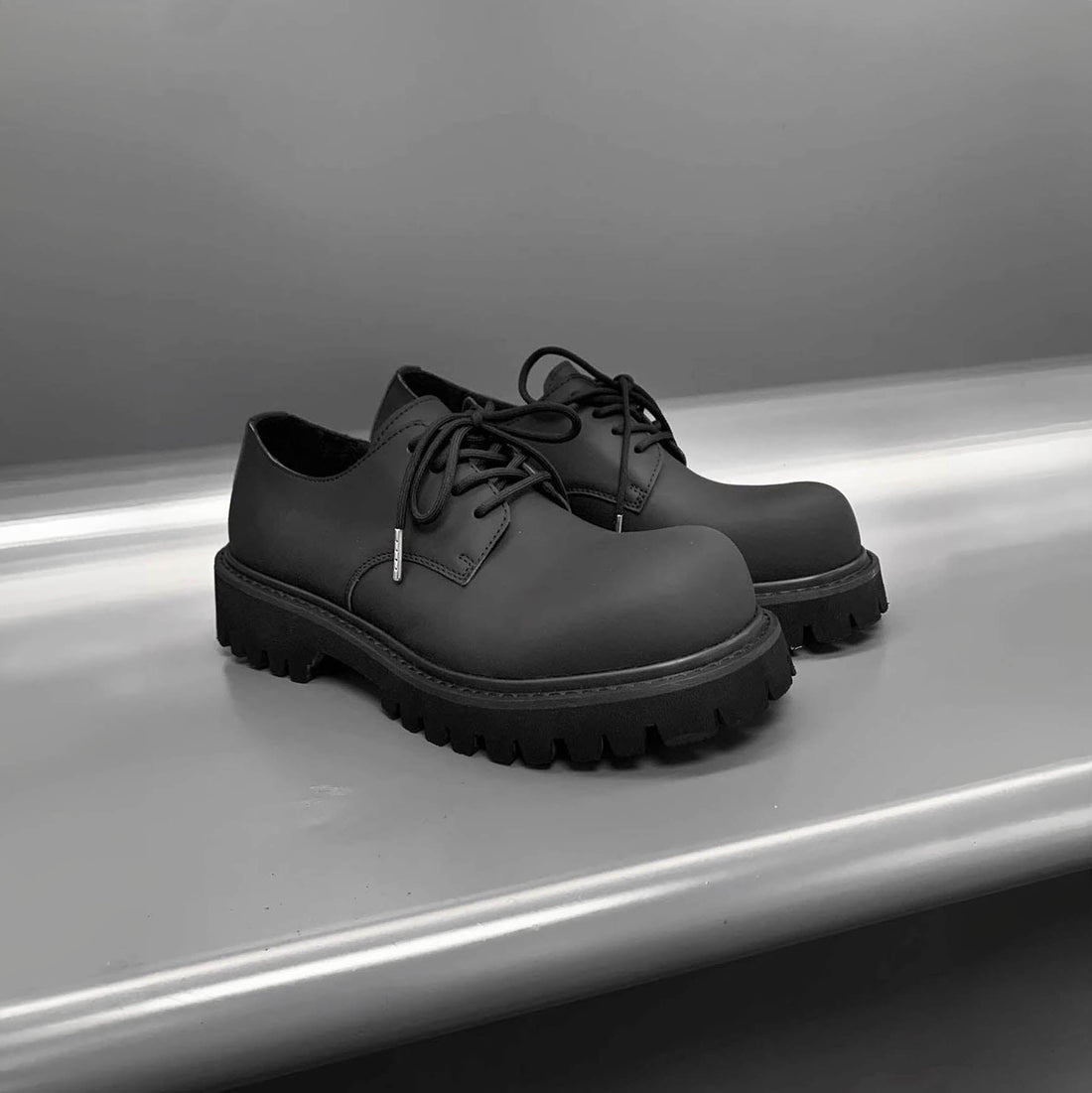 KREATE The Chunky Derby-Shoes-US 6 (EU 38)-Black-Free Shipping Leatheretro