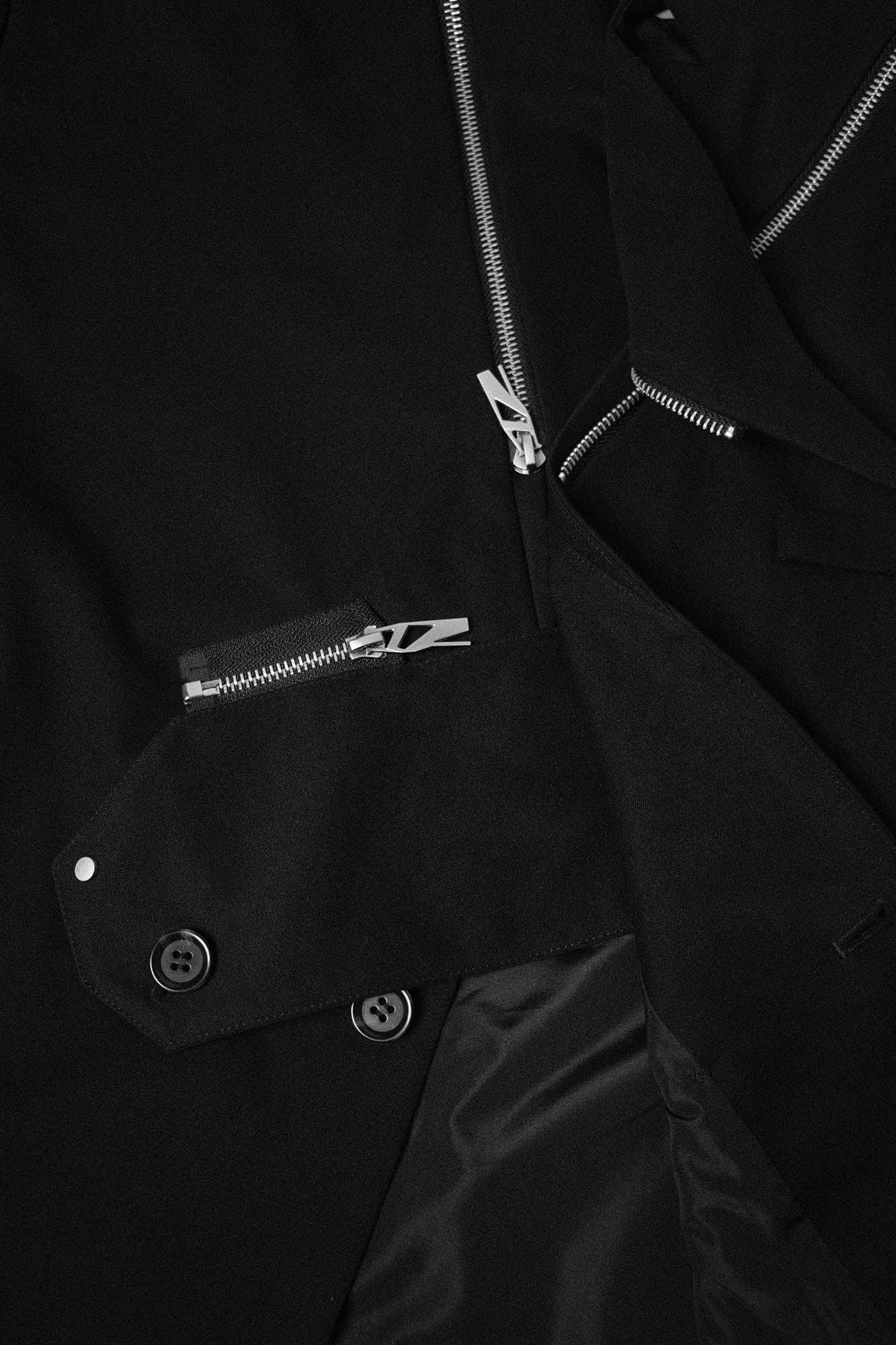 RELABEL Detachable-Collar Wool-Blended Pleated Blazer-Jacket-S-Free Shipping Leatheretro