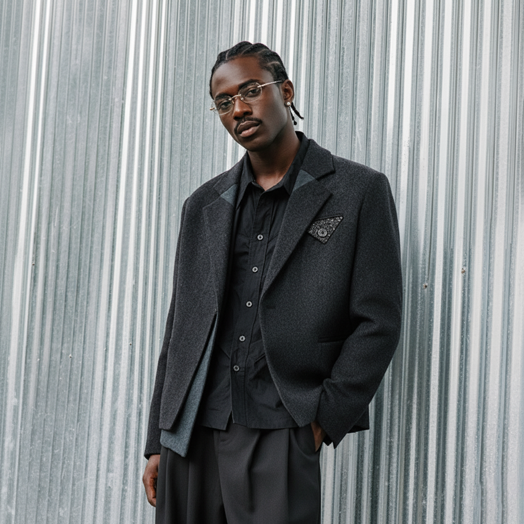 ALVNG AR ANTS Asymmetrical Hem Wool-Blend Blazer-Jacket-S-Free Shipping Leatheretro