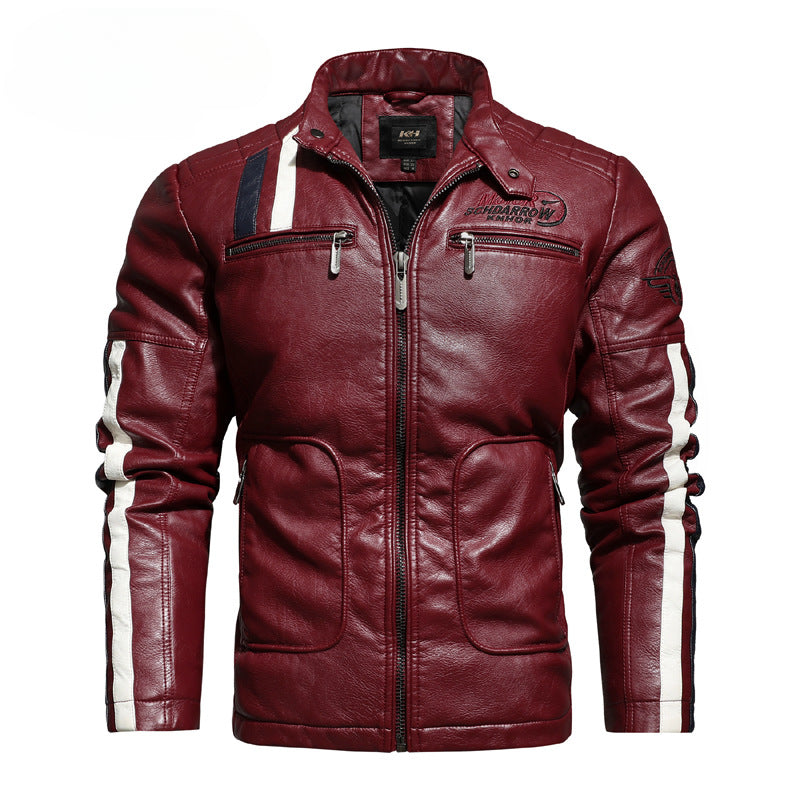 Men's Winter Motorcycle Faux Leather Jacket-red-EUR S-Free Shipping Leatheretro
