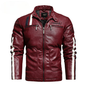 Men's Winter Motorcycle Faux Leather Jacket-red-EUR S-Free Shipping Leatheretro