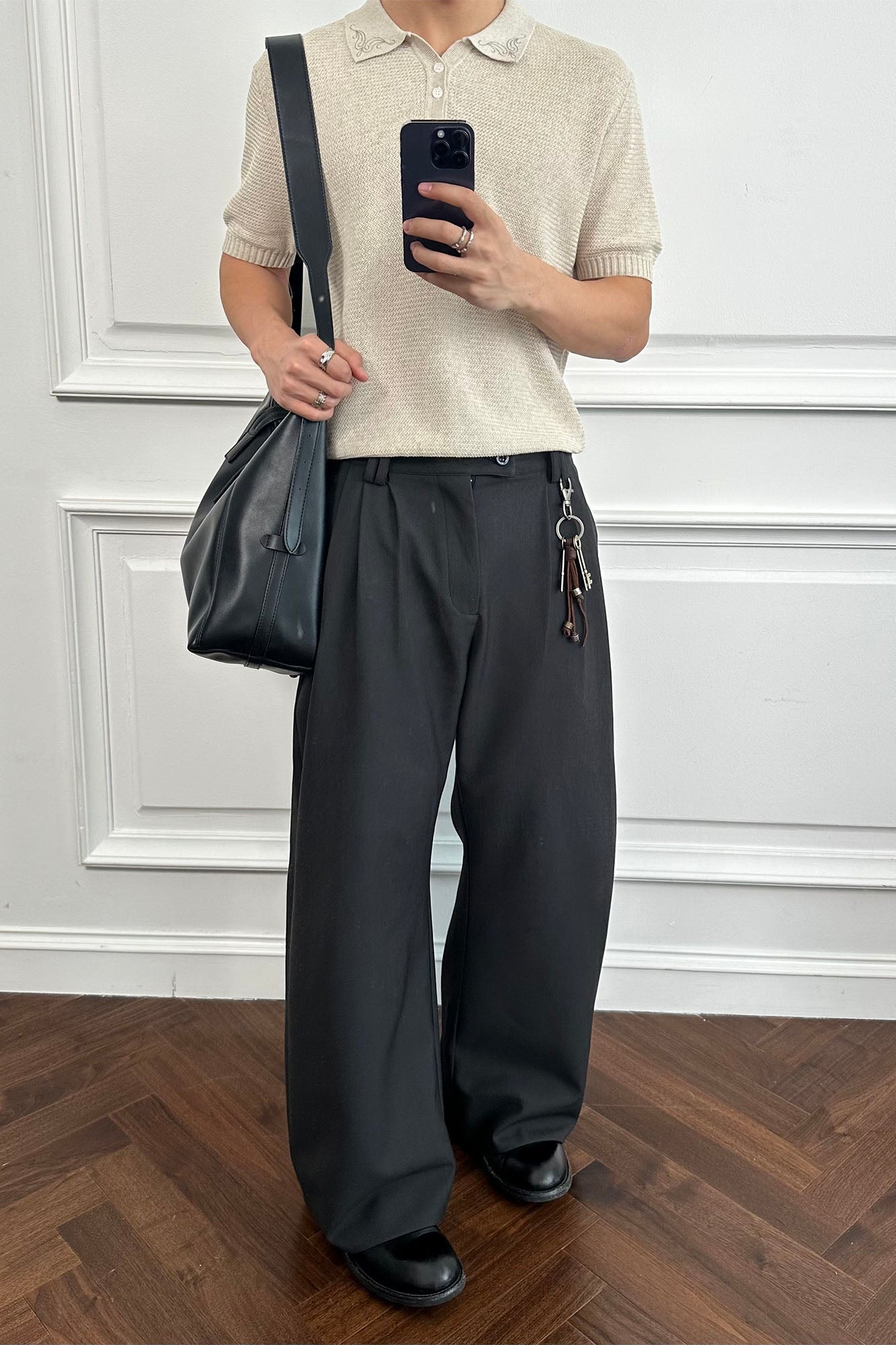 CATSSTAC Wool-Blend Multi-Pleats Oversized Trousers-Pants-M-Black-Free Shipping Leatheretro