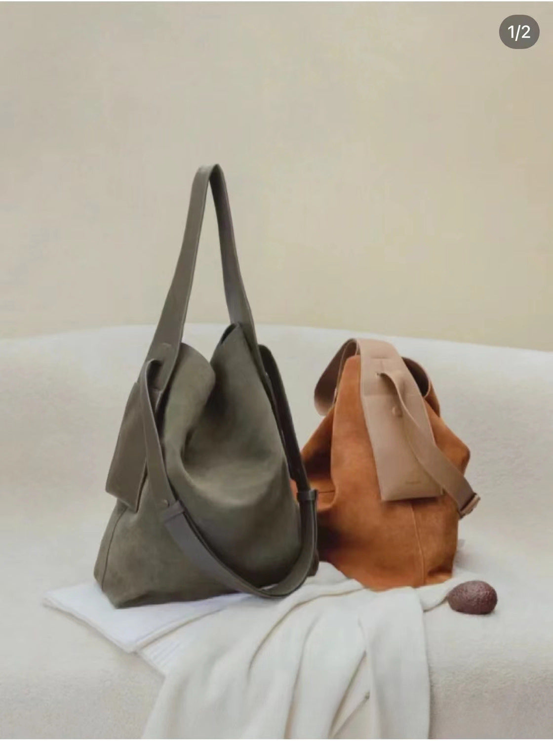Designer Suede Tote Bag with Ear Hook-Green-Free Shipping Leatheretro