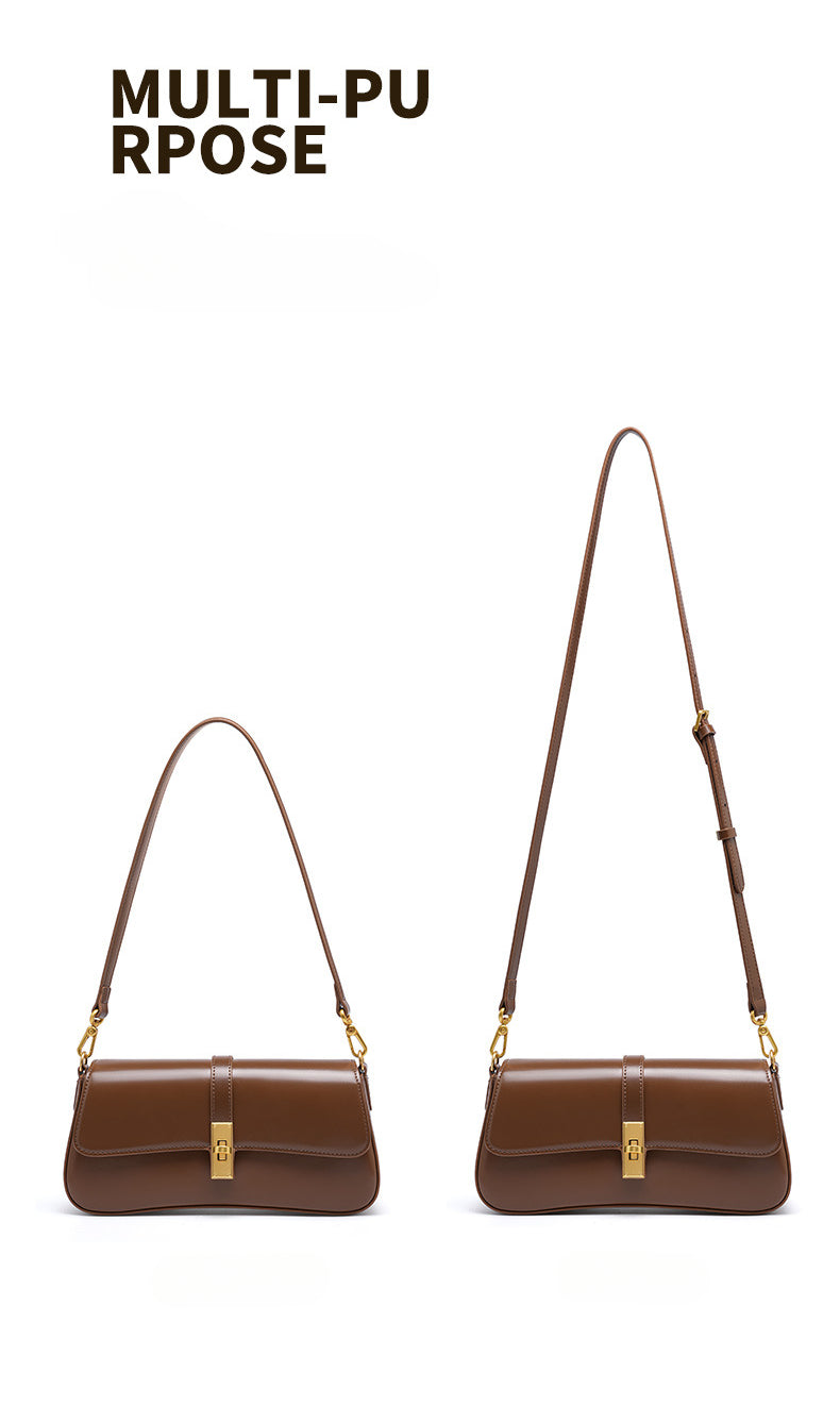 Designer Leather Baguette Bag-Handbags-Black-Free Shipping Leatheretro