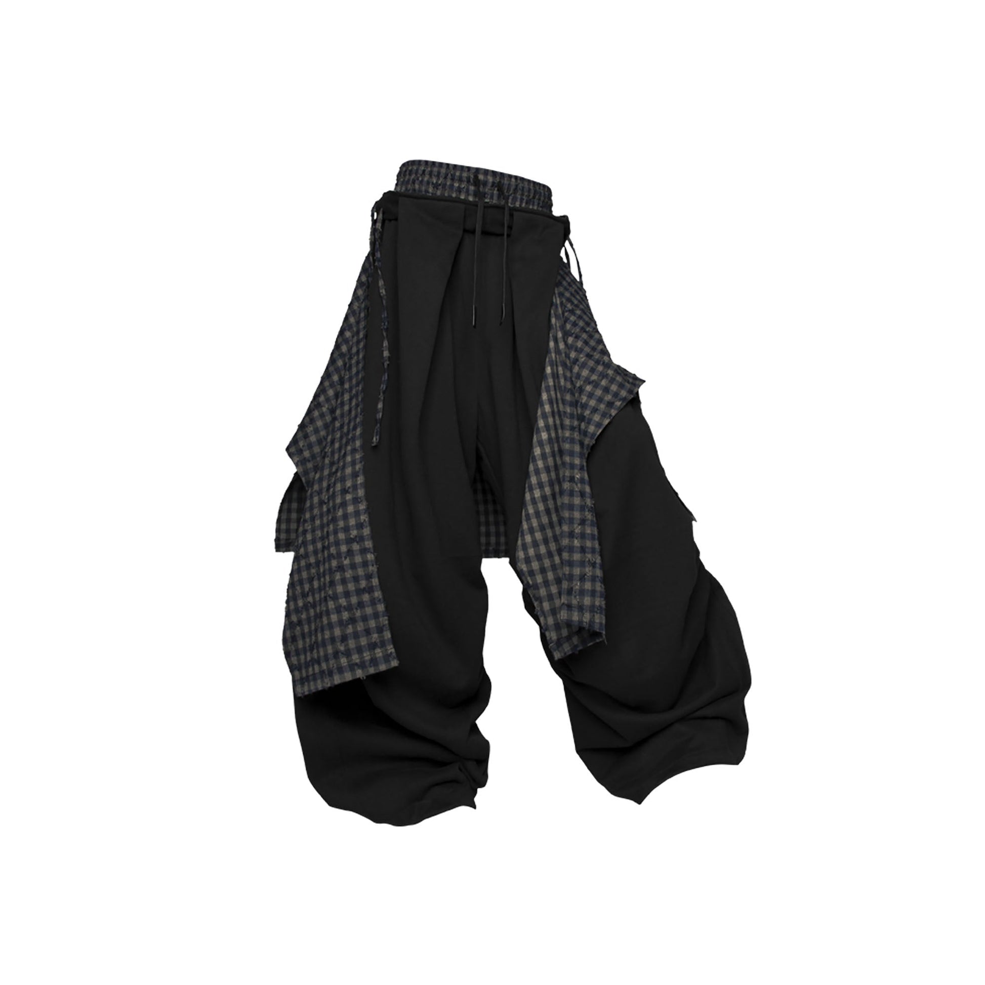 RELABEL Double Waistband Detachable Back Flap Oversized Sweatpants Black-Pants-XS-Free Shipping Leatheretro