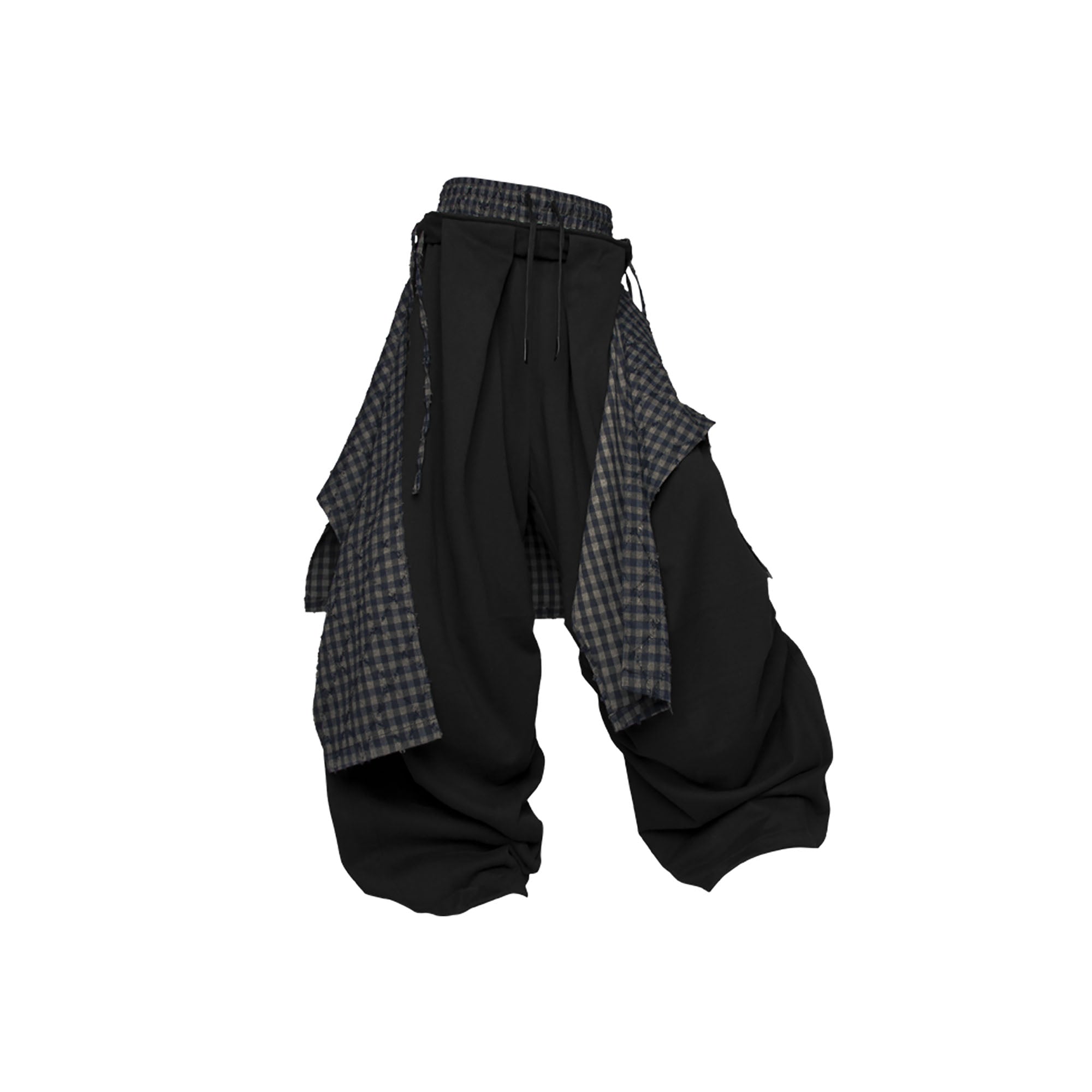 RELABEL Double Waistband Detachable Back Flap Oversized Sweatpants Black-Pants-XS-Free Shipping Leatheretro