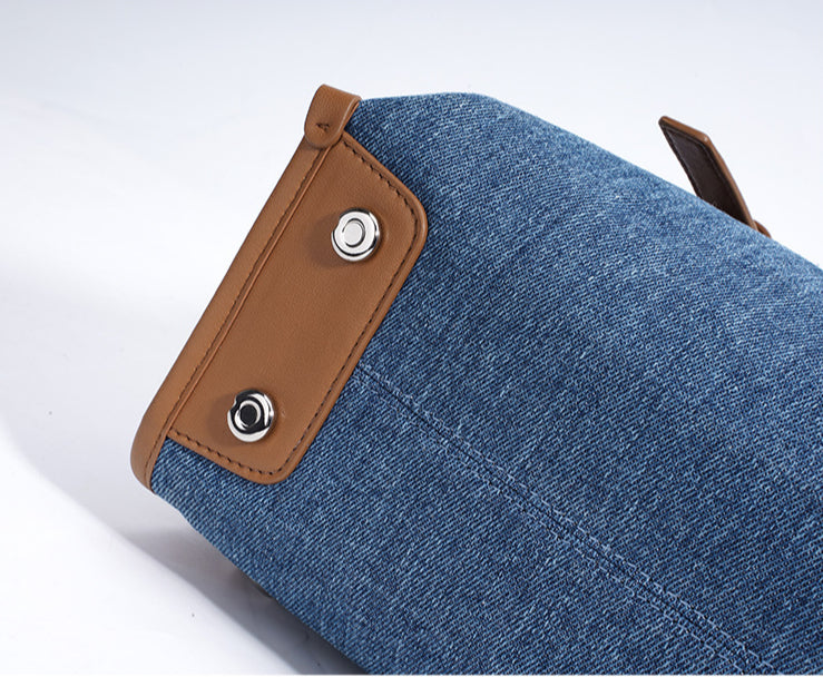 Casual Leather Denim Backpack-Backpack-Blue-Free Shipping Leatheretro