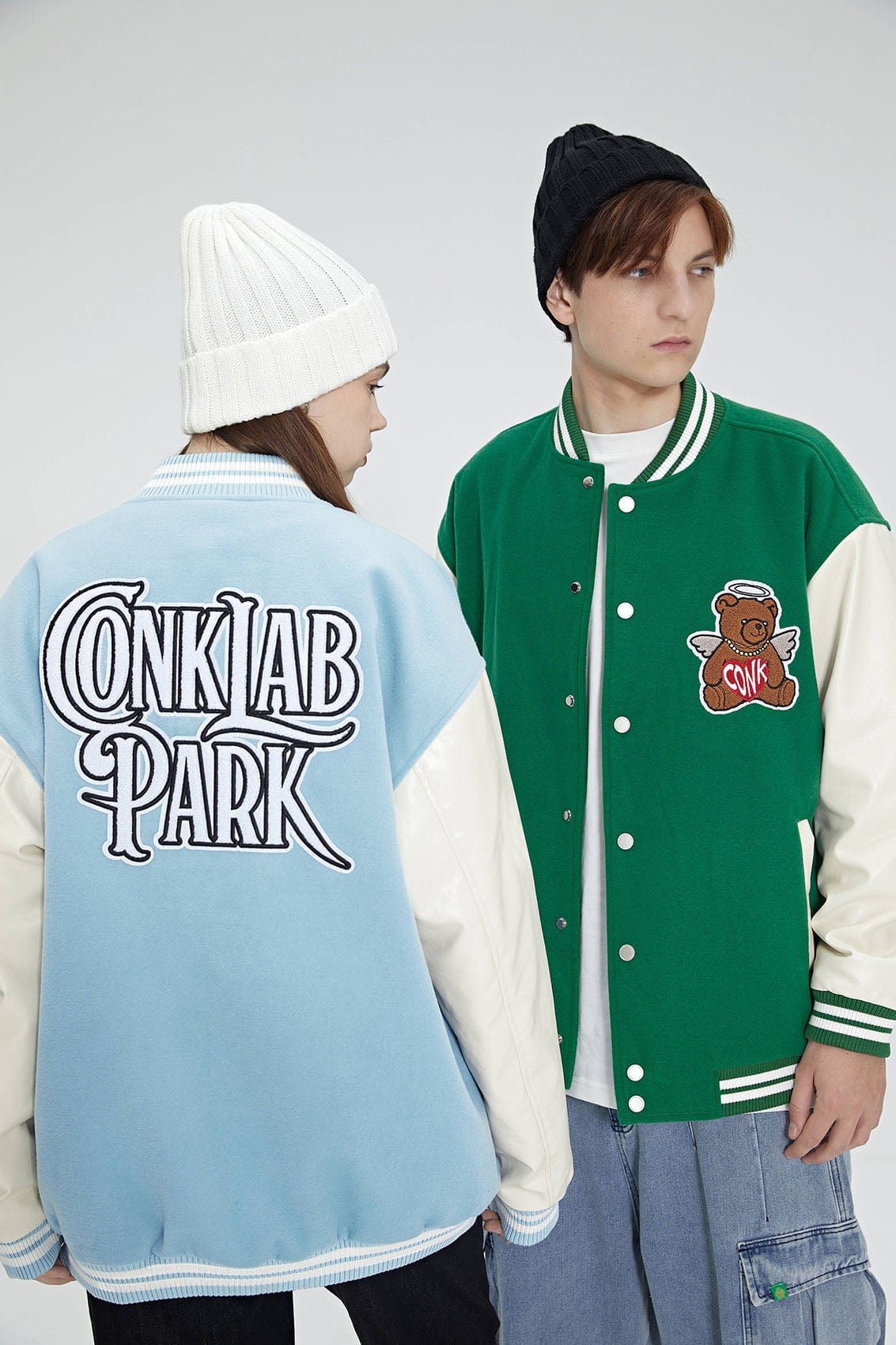 CONKLAB Angel Bear Varsity Jacket (Only Size S Left)-Jacket-S-Blue-Free Shipping Leatheretro