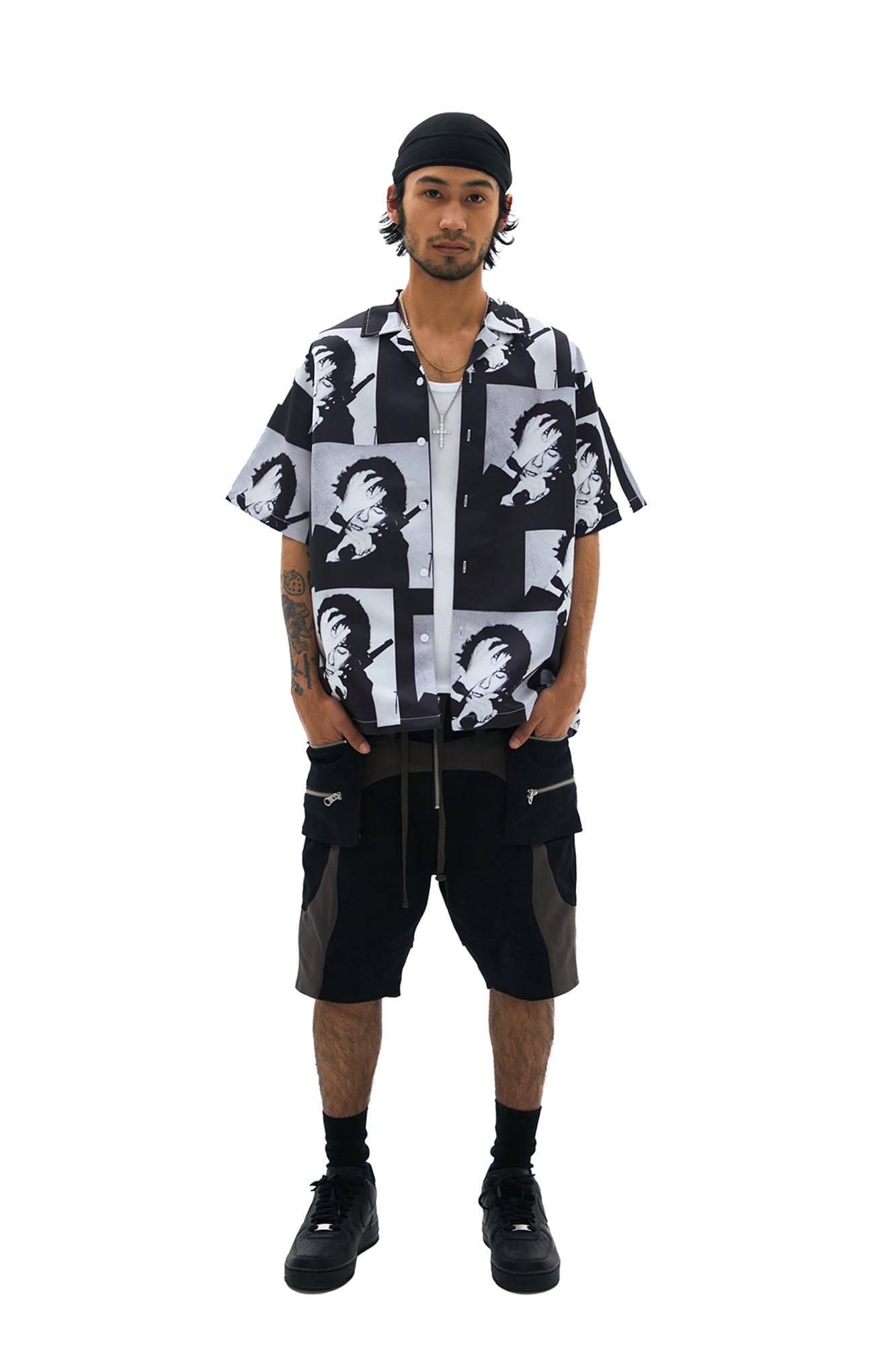 TECNINEGROUP Pop Art Portrait Graphic Cuban Half Shirt-Half shirt-Multicolor-S-Free Shipping Leatheretro