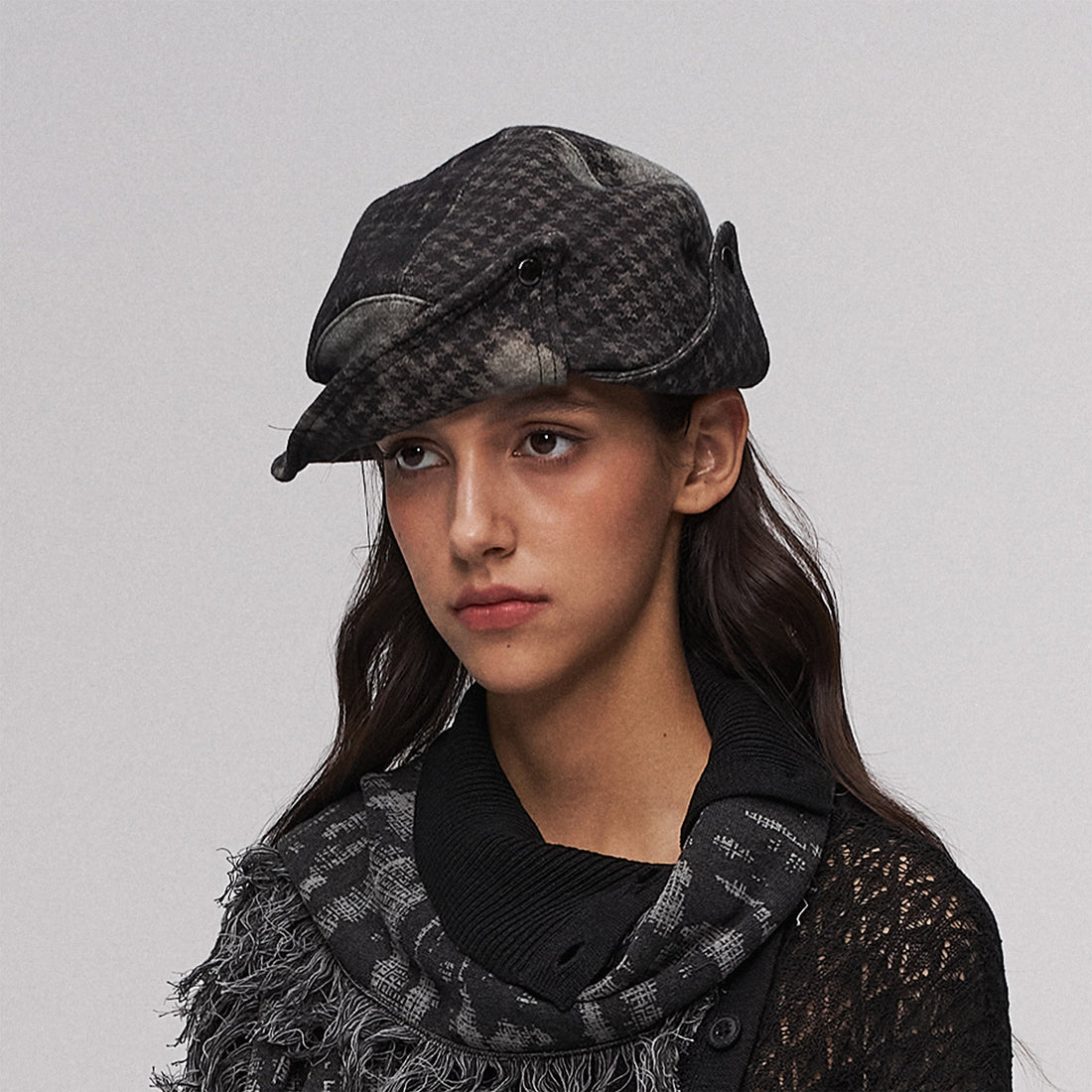ILNya Nieternite Nifutur Deconstructed Houndstooth Newsboy Cap-Hat, Cap, Beanie-M (1)(Preorder)-Free Shipping Leatheretro