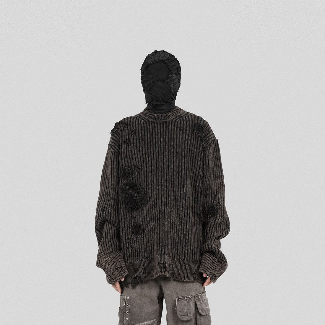 UNDERWATER Wasteland Ripped Sweater Charcoal-Sweater-S-Free Shipping Leatheretro