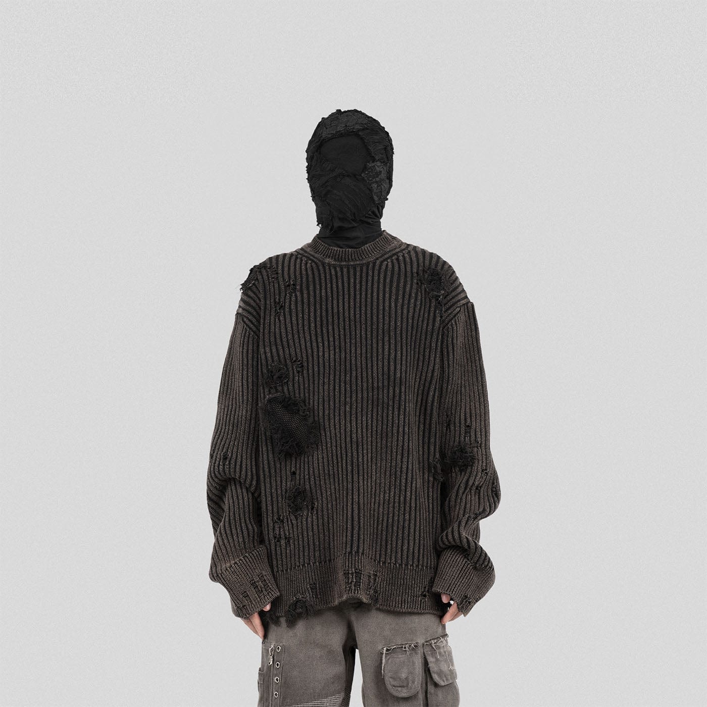 UNDERWATER Wasteland Ripped Sweater Charcoal-Sweater-S-Free Shipping Leatheretro