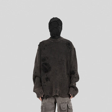 UNDERWATER Wasteland Ripped Sweater Charcoal-Sweater-S-Free Shipping Leatheretro