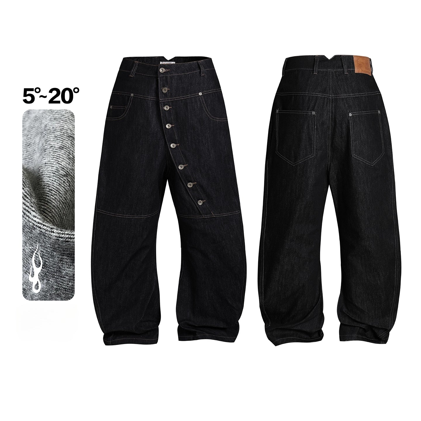 DND4DES Baggy Jeans with Curved Button Fly and Retro Wash-A-XS-Free Shipping Leatheretro