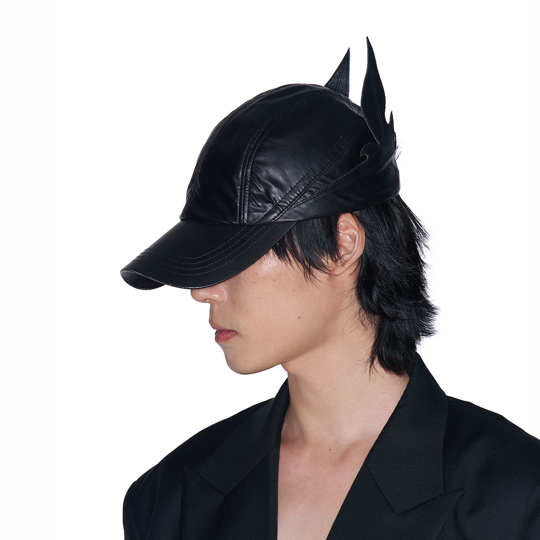 SANB Faux Leather Horned Baseball Cap-Hat, Cap, Beanie-One Size-Free Shipping Leatheretro