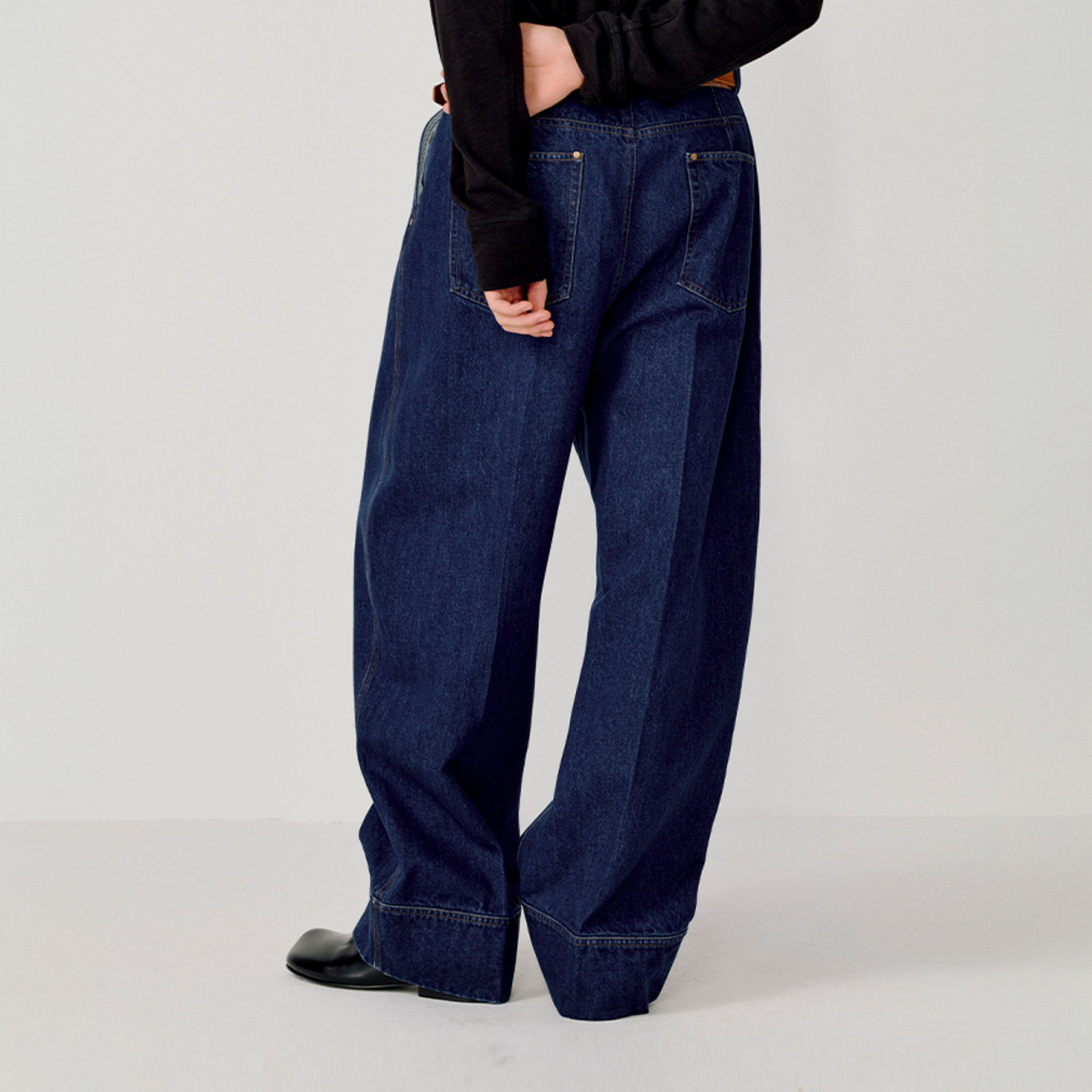 OPICLOTH Washed Straight-Leg Denim Trousers-Jeans-XS-Free Shipping Leatheretro