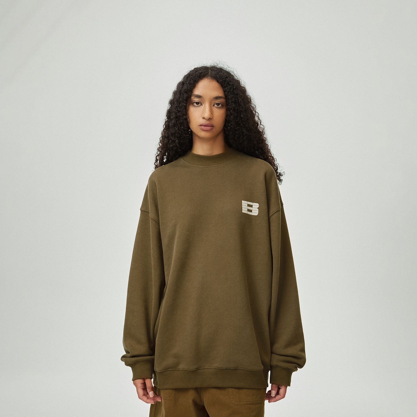 BONELESS Essential Plaid B LOGO Sweatshirt-Sweatshirt-S-Apricot-Free Shipping Leatheretro